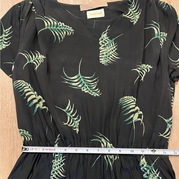 MOMONI Black Floral Print Silk Blend Short Sleeve Short Mini Dress, size S - Picture 6 of 8